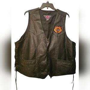 Vintage Harley Davidson Black Leather Vest